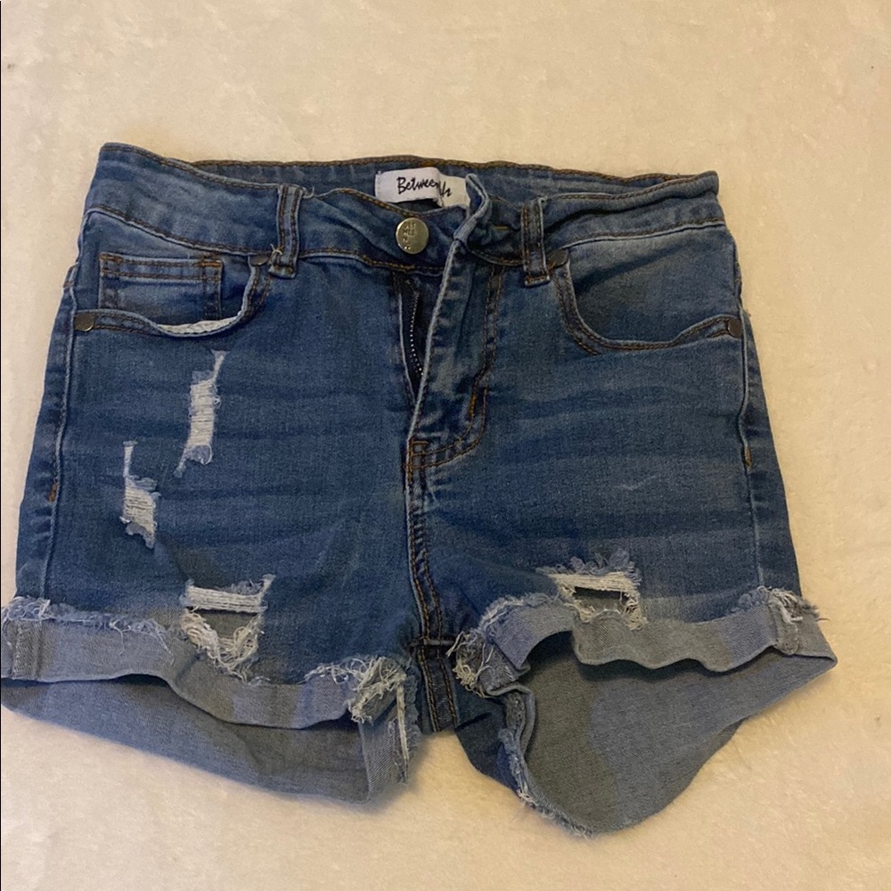Blue Distressed Denim Shorts